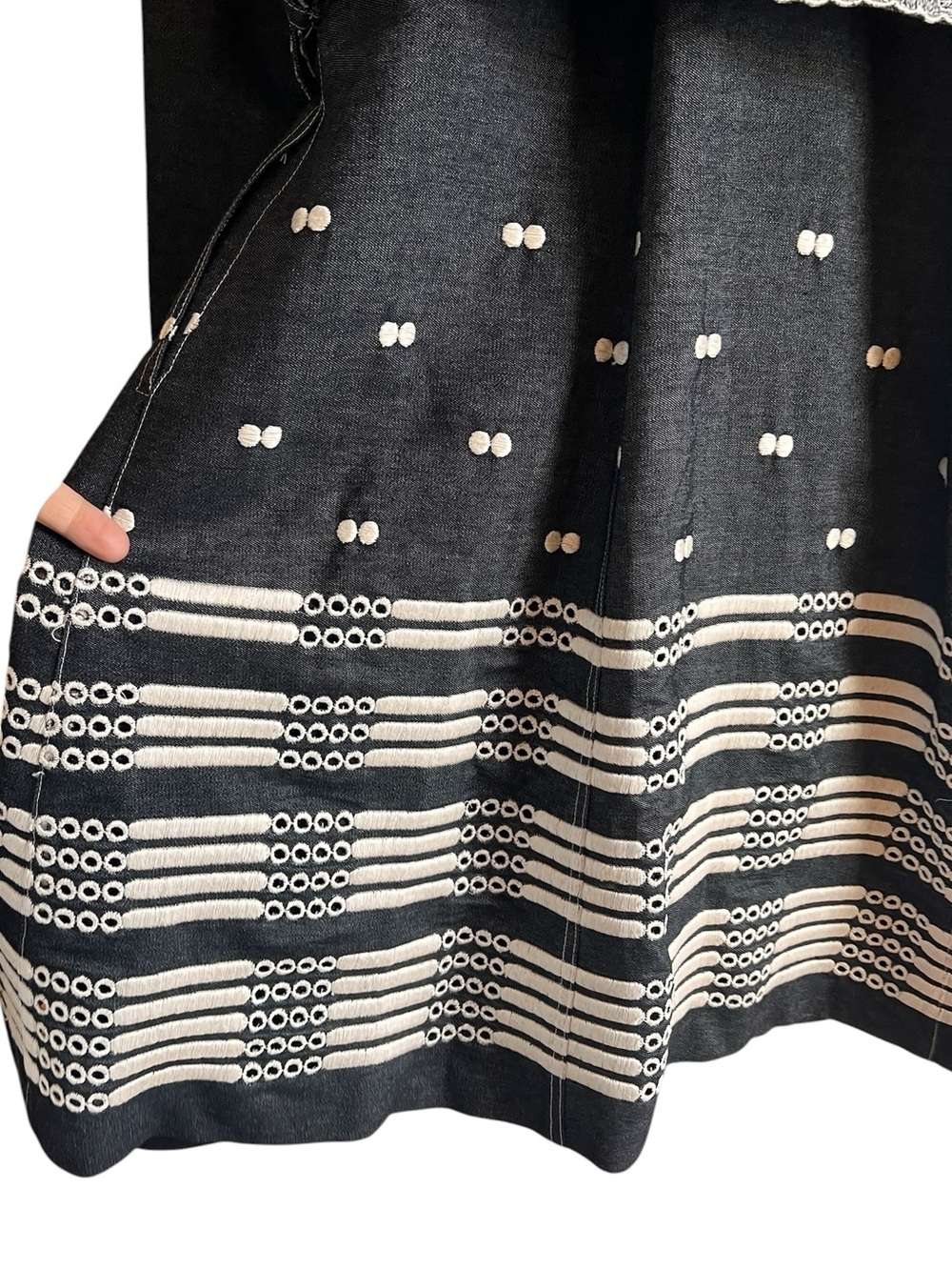 Anna Sui embroidered long line belted light denim jacket excellent condition - Picture 9 of 15